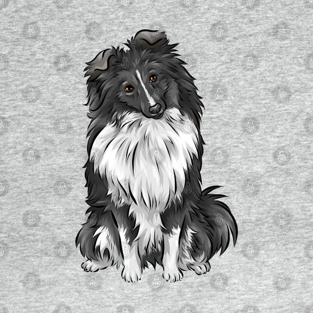 Cute Sheltie | Shetland Sheepdog | Bi-Black | Cute Dog Art by Shirin Illustration